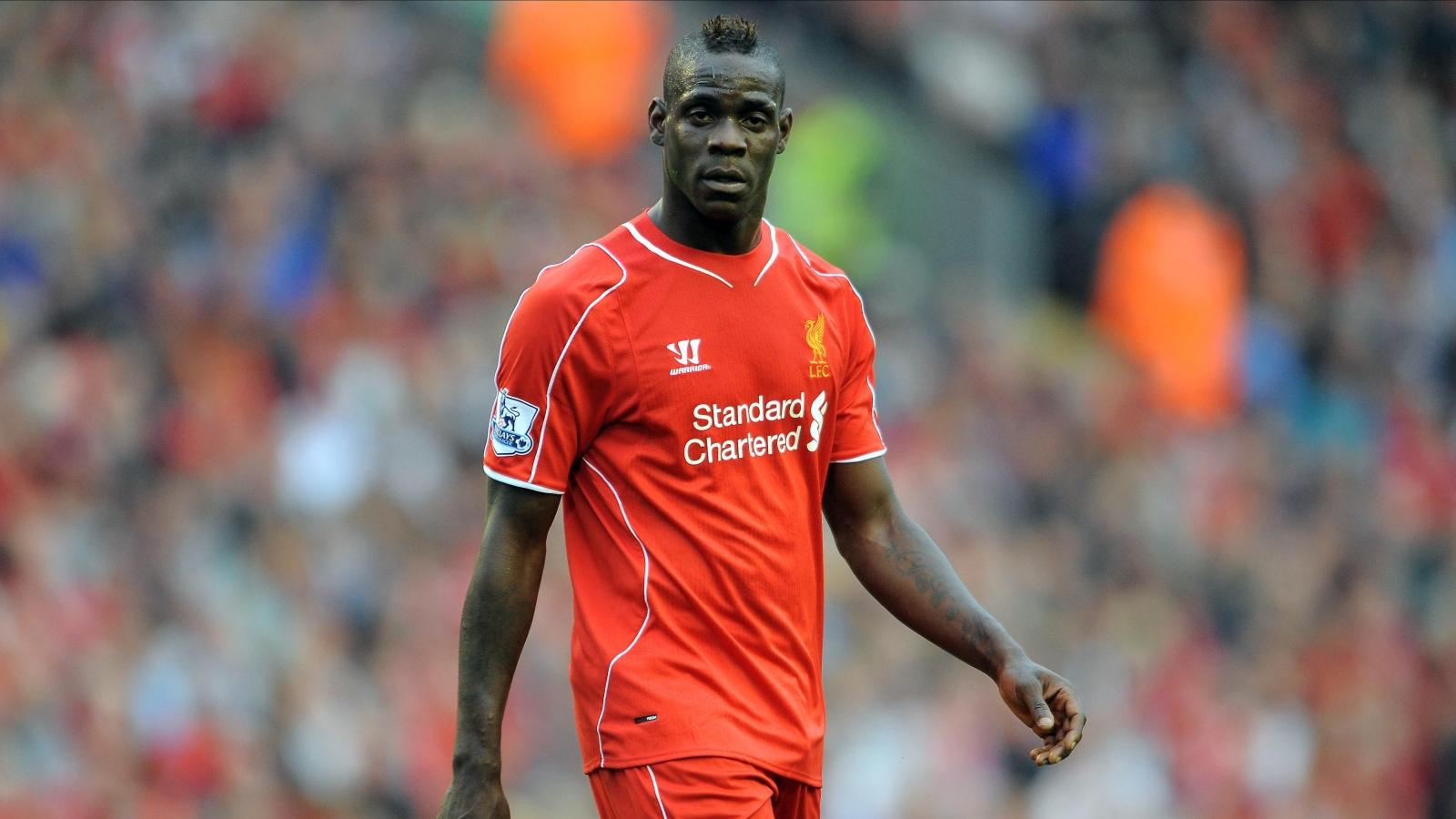 "Mario Balotelli during the Premier League match between Liverpool and Burnley at Anfield, Liverpool, September 2014."