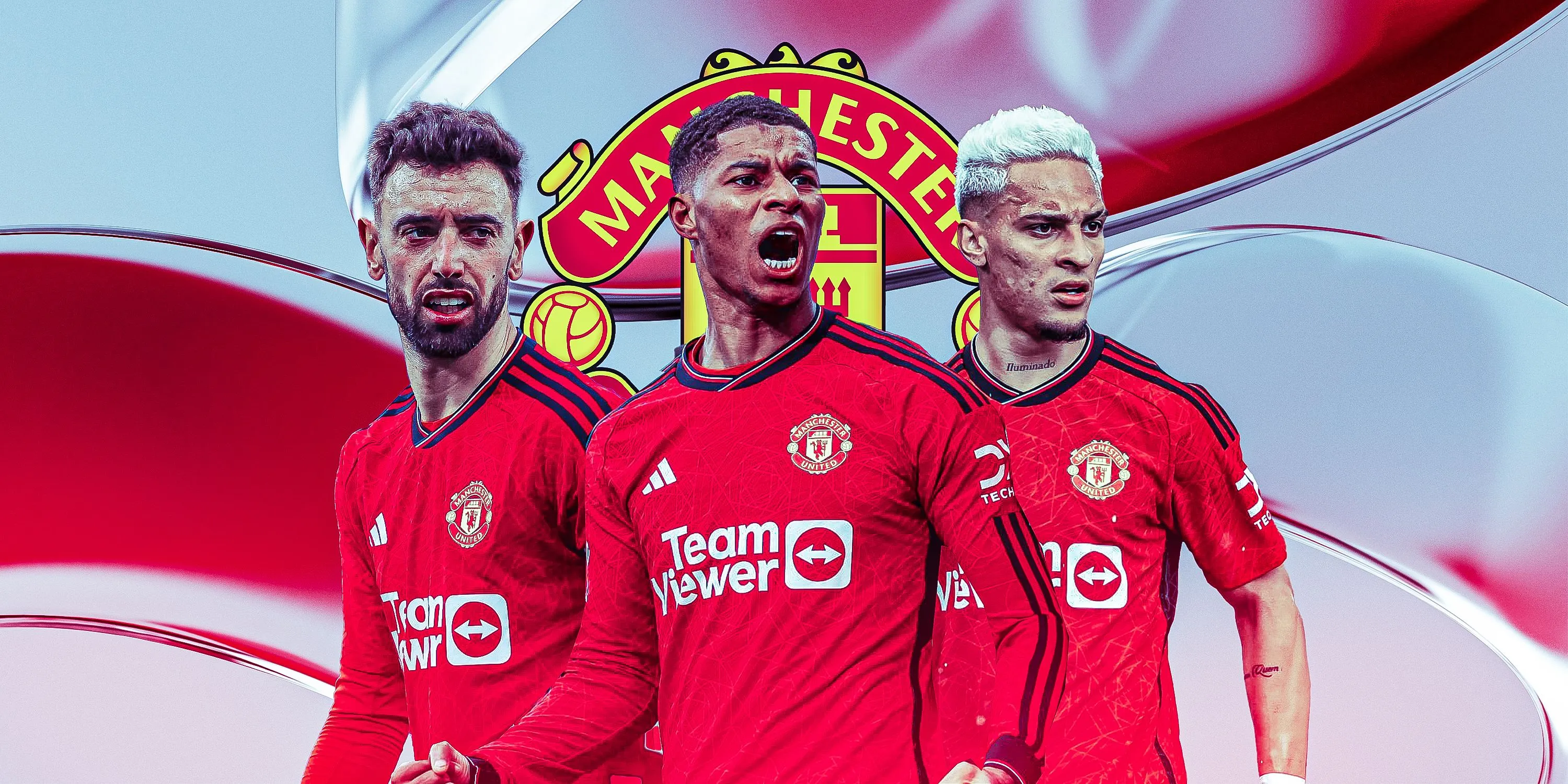 Bruno Fernandes, Marcus Rashford và Antony của Manchester United nhìn buồn bã sau một trận đấu