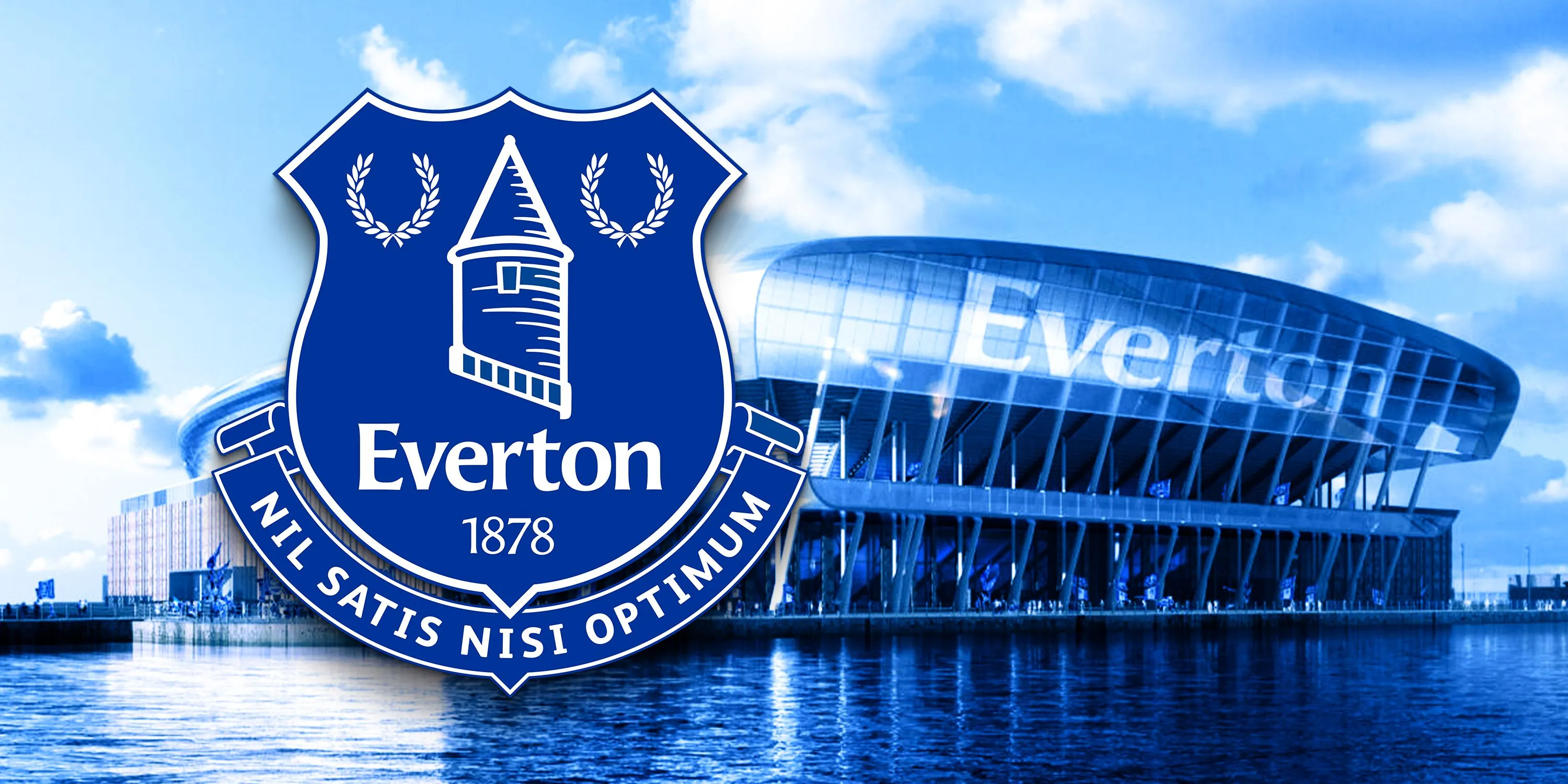 Sân vận động mới Bramley Moore Dock và huy hiệu CLB Everton