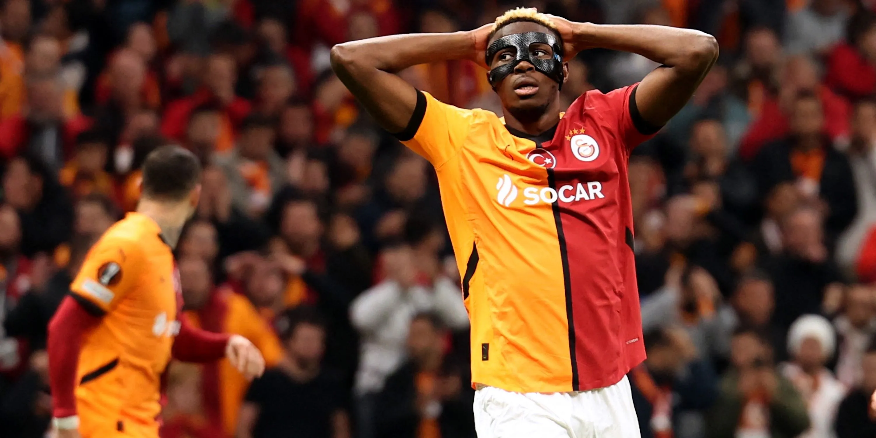 Victor Osimhen thể hiện cảm xúc trong một trận đấu của Galatasaray