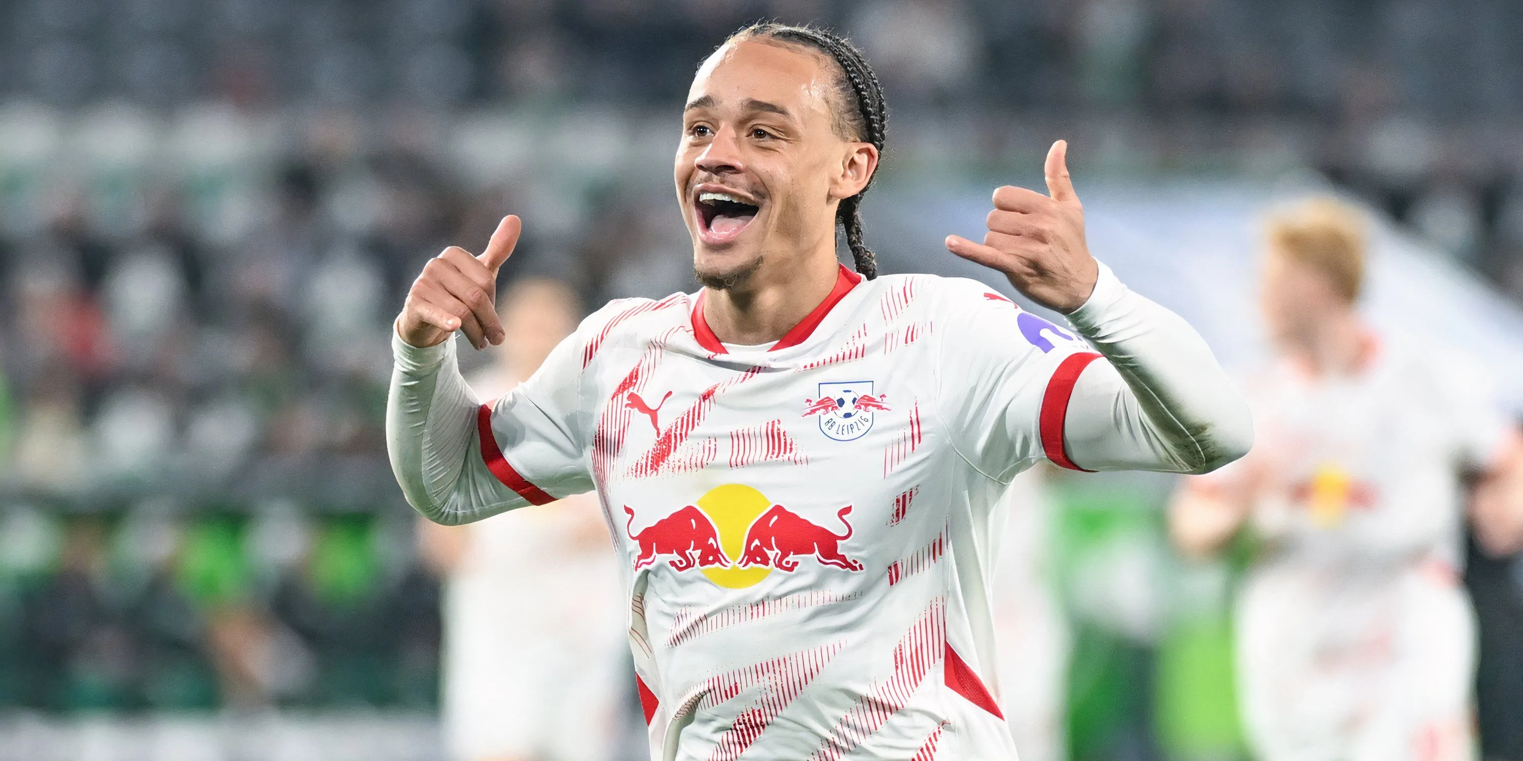 Xavi Simons ăn mừng bàn thắng trong màu áo RB Leipzig