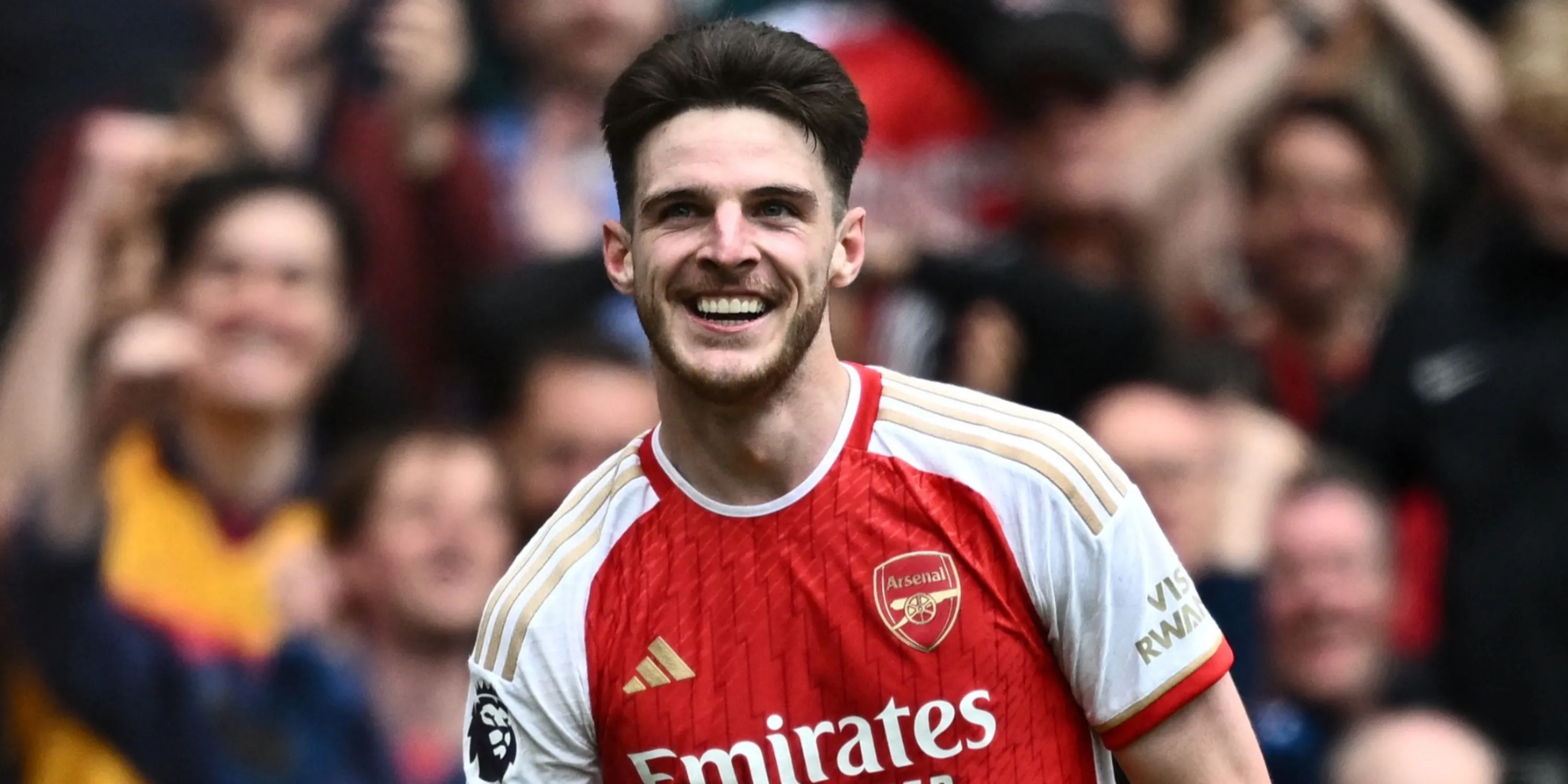 Declan Rice ăn mừng bàn thắng cho Arsenal trước Bournemouth tại Premier League