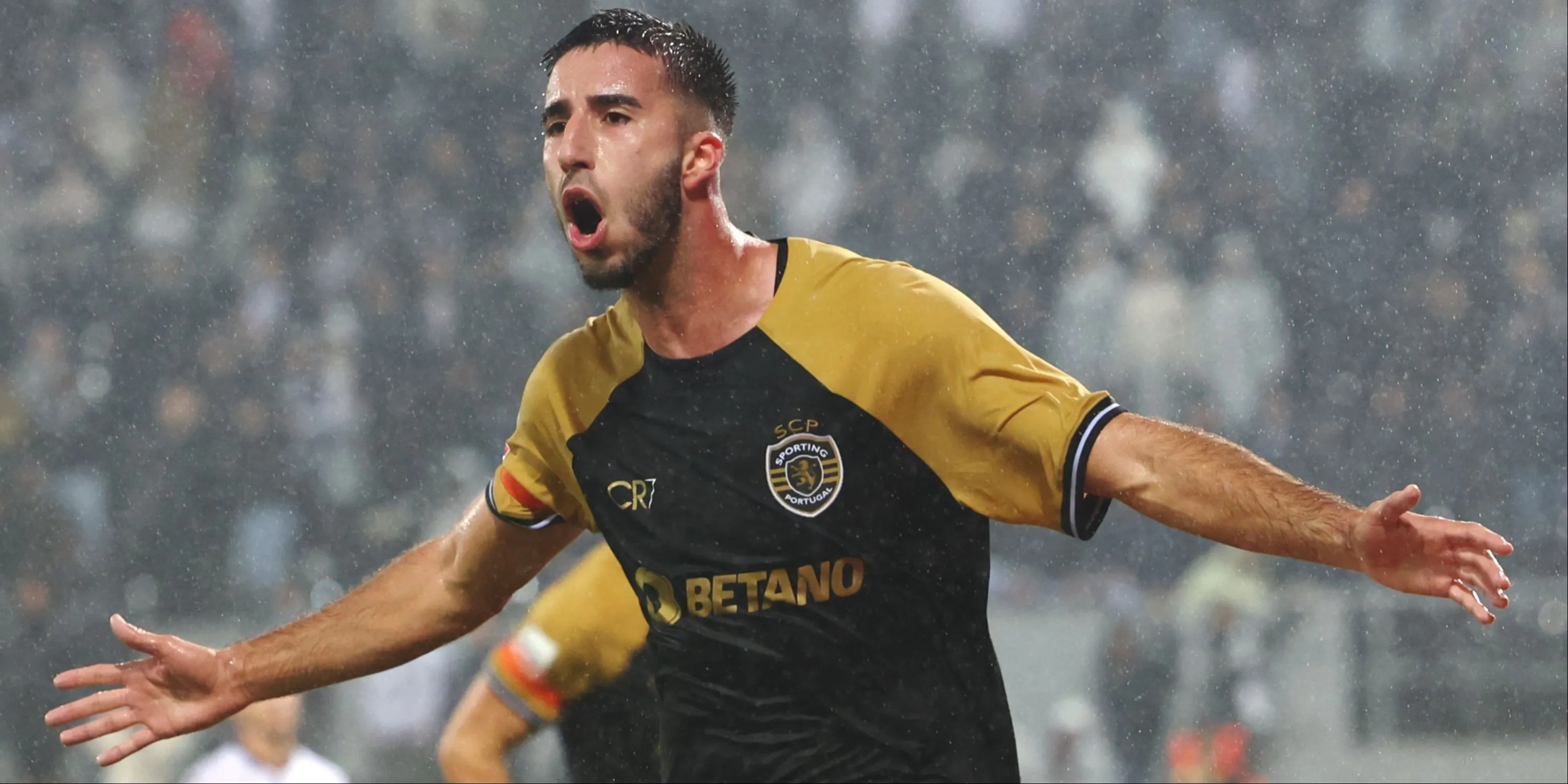 Goncalo Inacio ăn mừng bàn thắng cho Sporting Lisbon