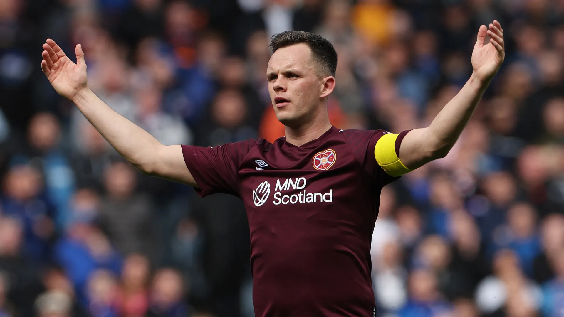 Tiền đạo Lawrence Shankland trong màu áo Hearts tại Cúp Quốc gia Scotland