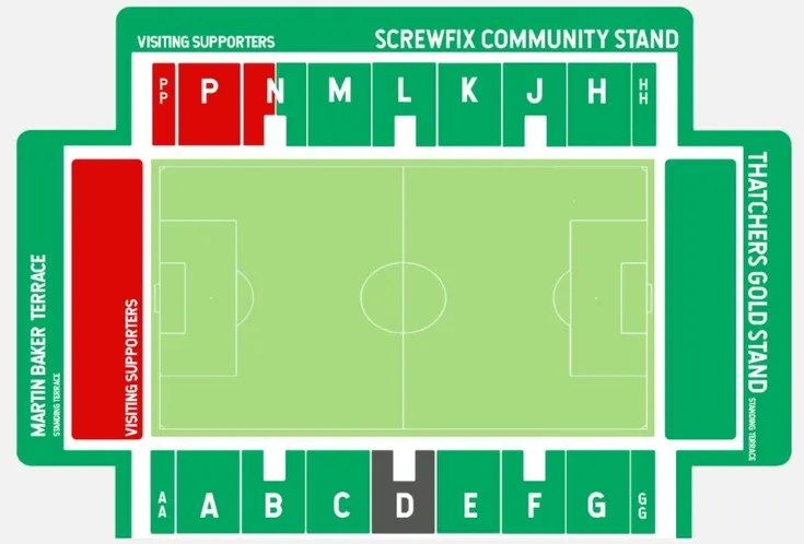 Huish Park Sơ đồ chỗ ngồi sân vận động