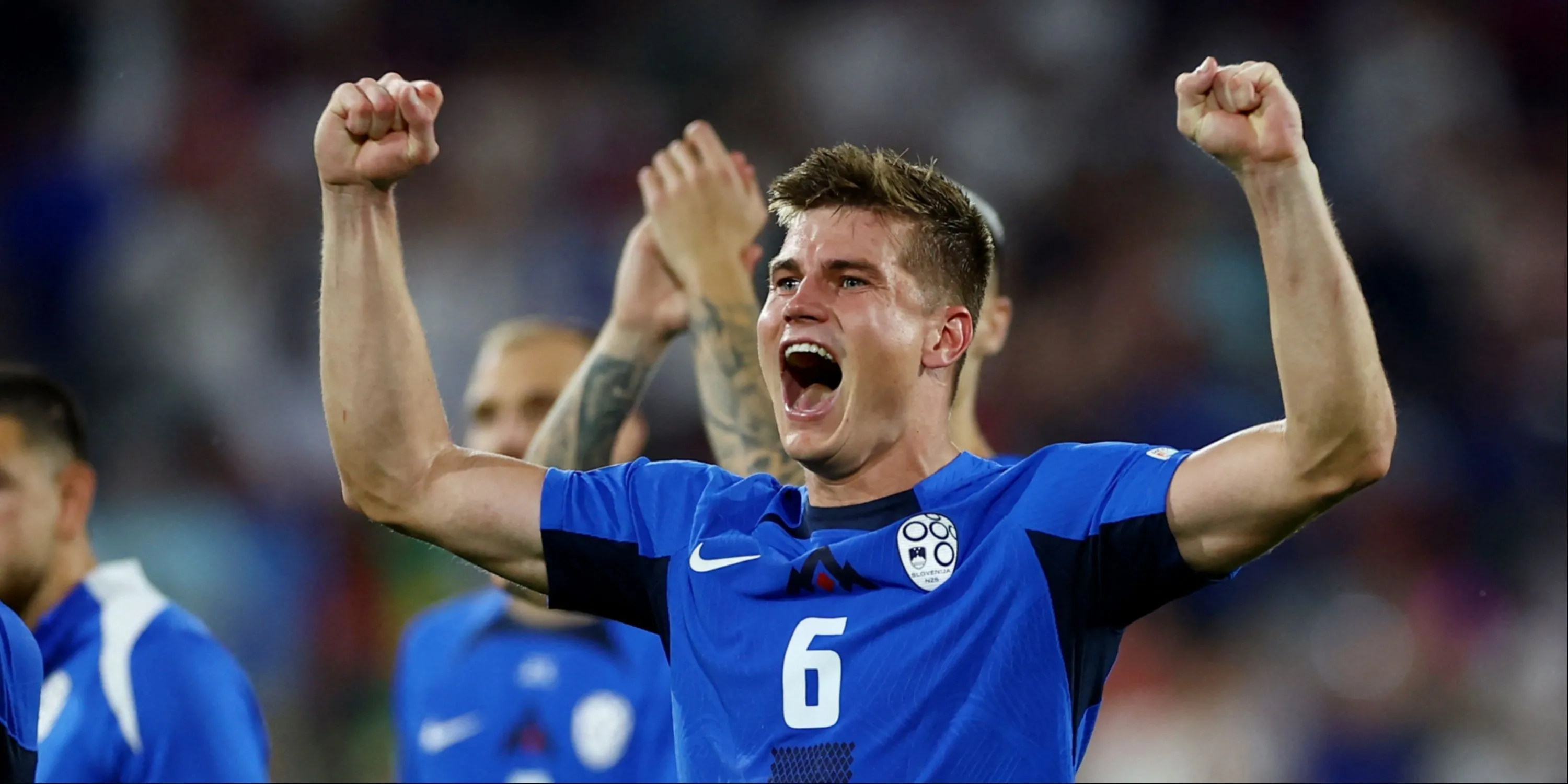 Jaka Bijol thi đấu cho đội tuyển Slovenia tại Euro 2024