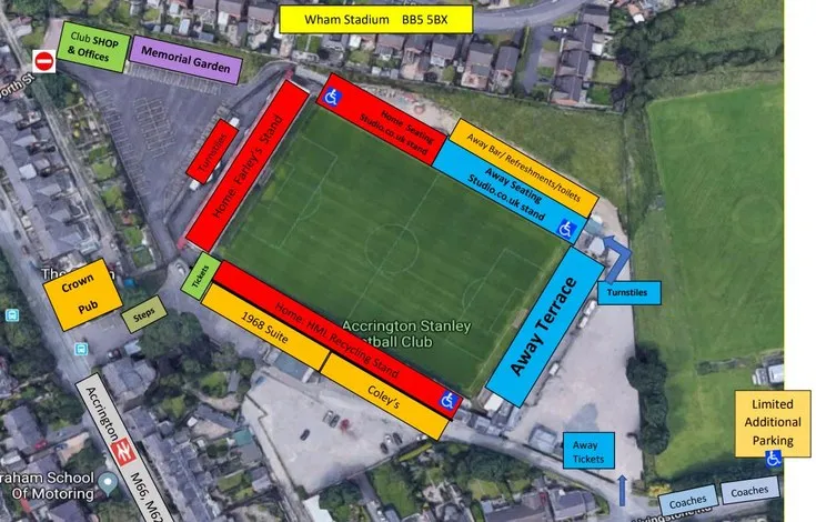 Sơ đồ bố trí chỗ ngồi sân Accrington Stanley chi tiết