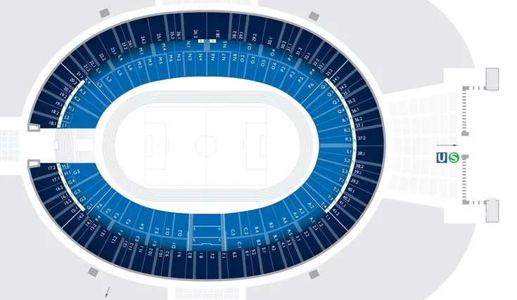 Sơ đồ bố trí chỗ ngồi sân vận động Olympiastadion Berlin