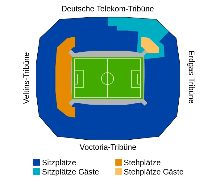 Sơ đồ chỗ ngồi chi tiết của Veltins-Arena, giúp người hâm mộ dễ dàng định vị vị trí trên khán đài