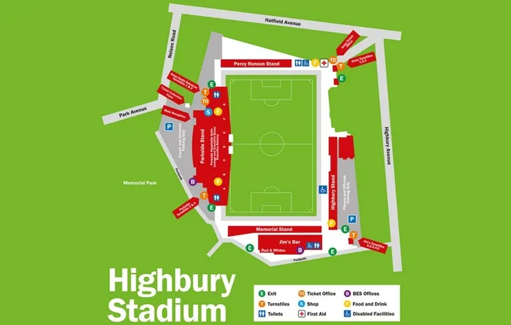 Sơ đồ chỗ ngồi chi tiết tại Highbury Stadium, sân nhà Fleetwood Town