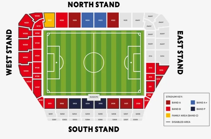Sơ đồ chỗ ngồi chi tiết tại Sân Gtech Community Stadium