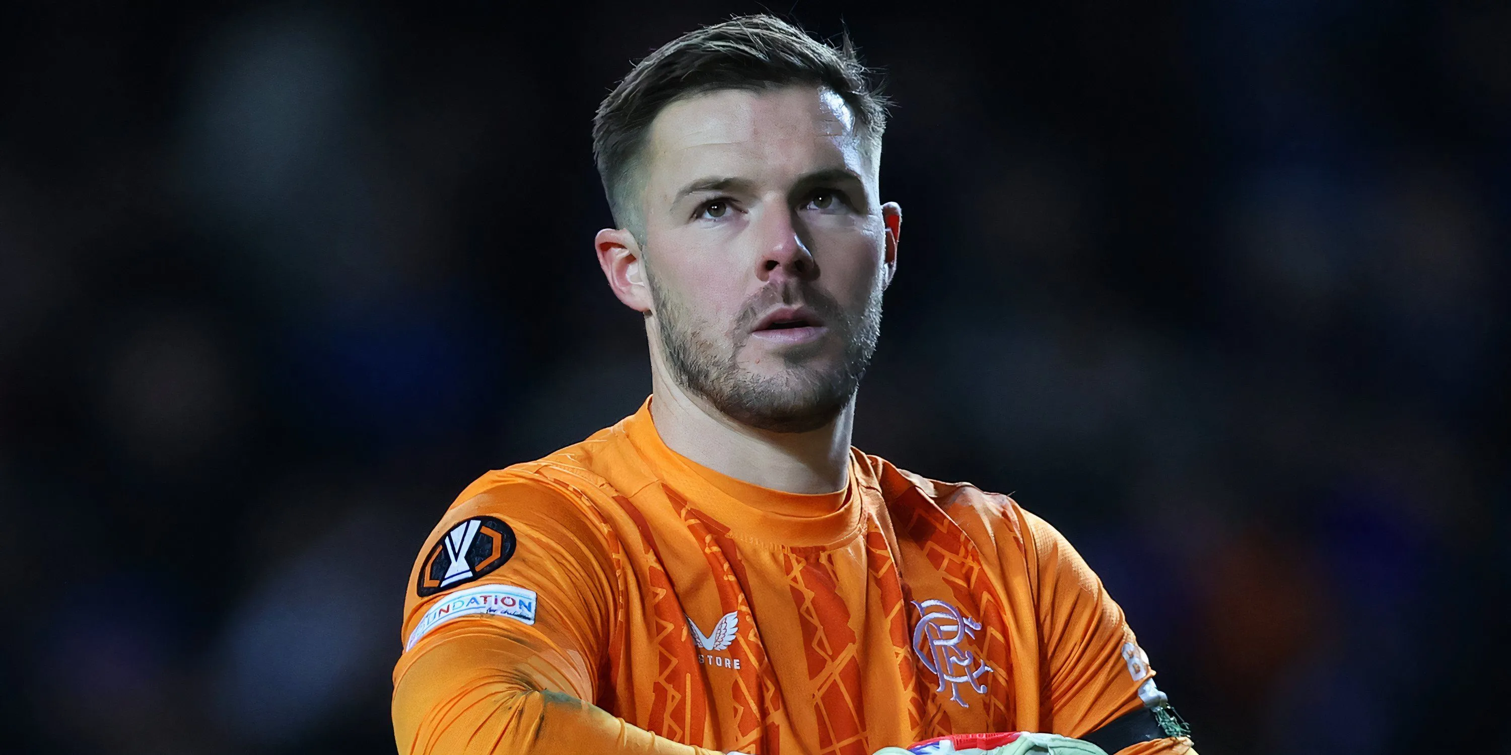Thủ môn Jack Butland của Rangers trong một trận đấu tại Europa League, đại diện cho những cái tên kì cựu tại Ibrox.