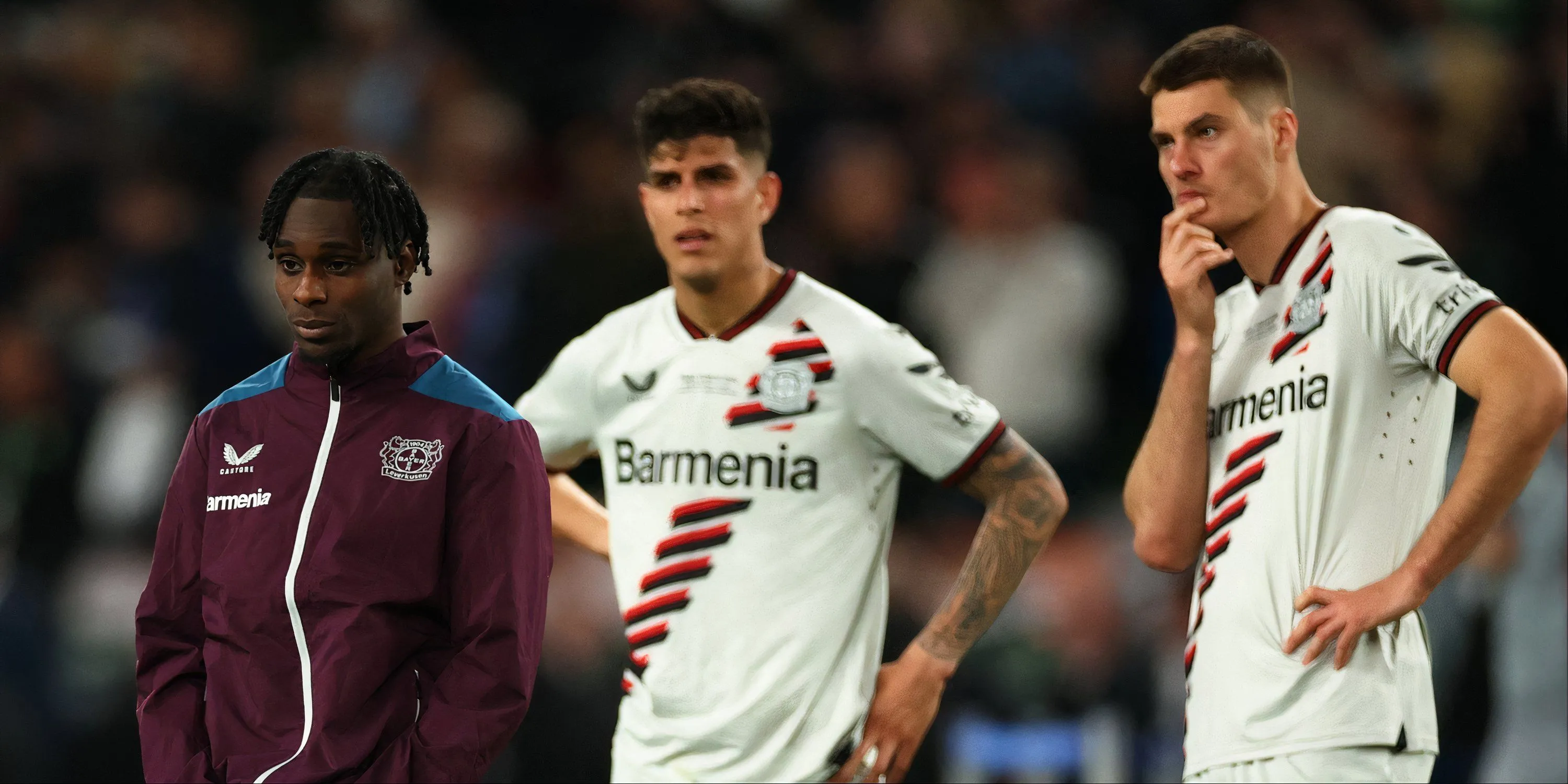 Piero Hincapié ăn mừng danh hiệu cùng đồng đội Jeremie Frimpong tại Bayer Leverkusen