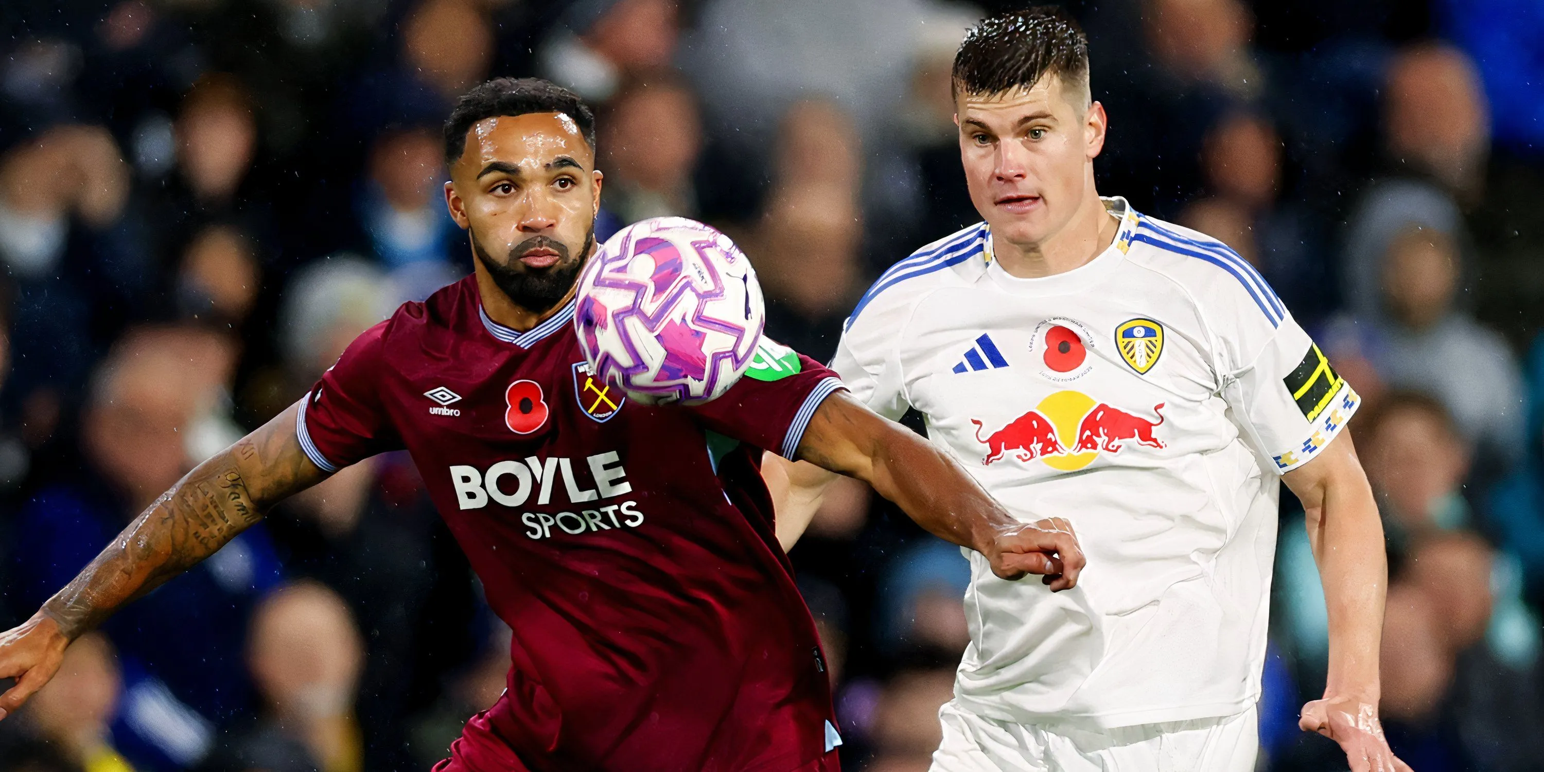 Jaka Bijol trong màu áo Leeds United trận đấu với West Ham, thể hiện sức mạnh phòng ngự và sự chắc chắn